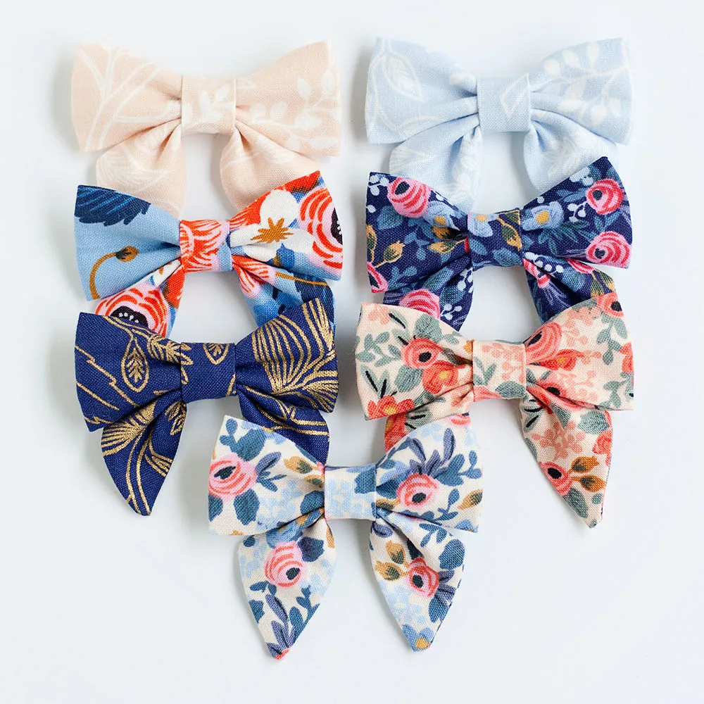 Sailor Bow Clip Or Headband / Rosa In Periwinkle