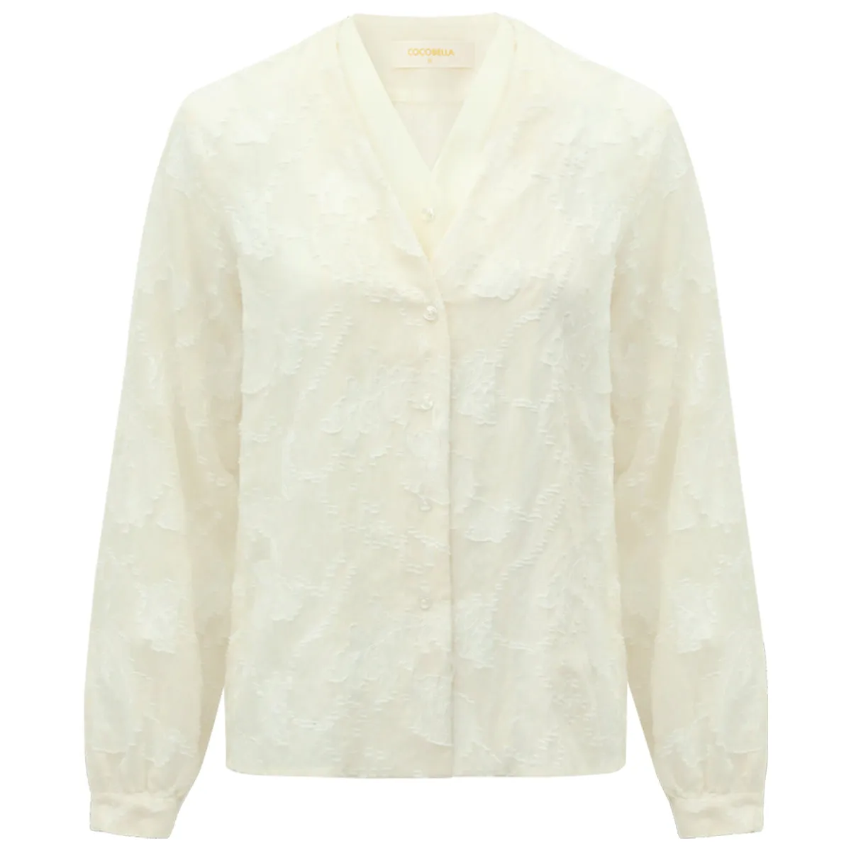 Sheer Floral Ivory Lace Long Sleeve Shirt
