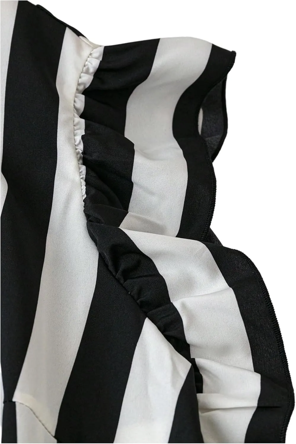 SOLY HUX Women's Plus Size Striped Tops Bow Tie Neck Ruffle Cap Sleeve Office Work Blouse
