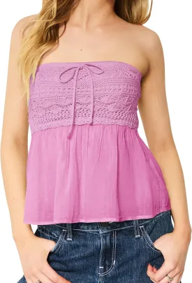 Summer Cute Floral Print Tube Tops for Women 2025 Trendy Flowy Bandeau Crochet Babydoll Top Y2k Going Out Peplum Tops