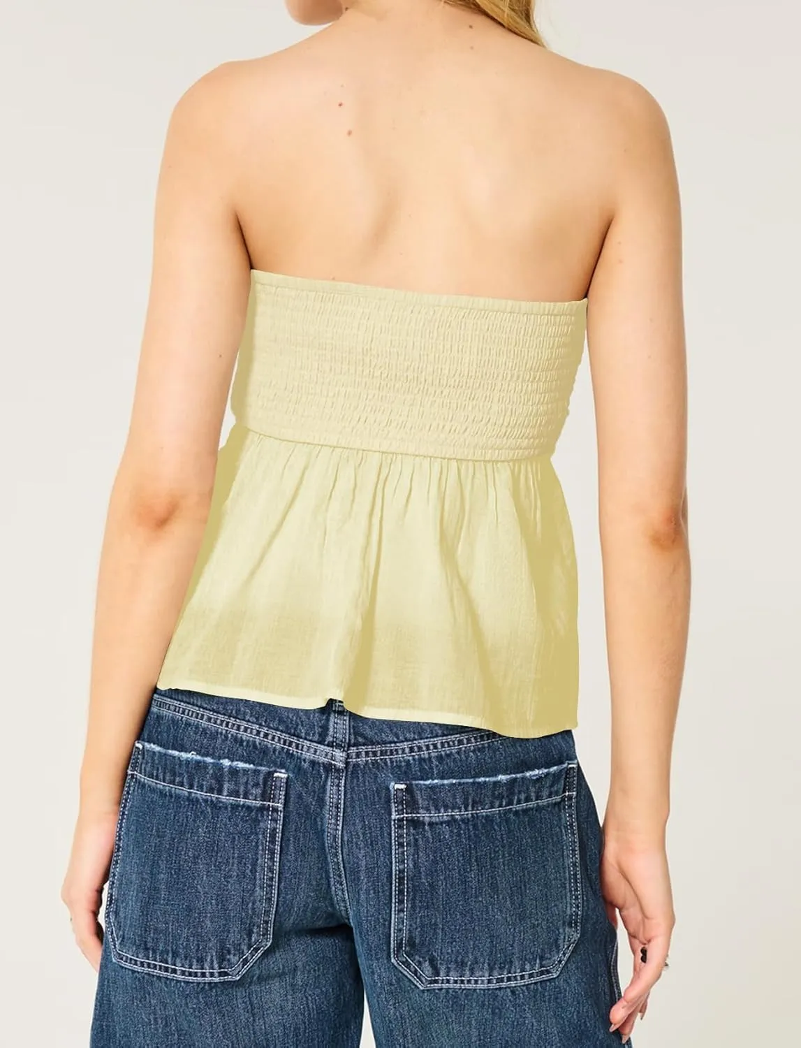 Summer Cute Floral Print Tube Tops for Women 2025 Trendy Flowy Bandeau Crochet Babydoll Top Y2k Going Out Peplum Tops