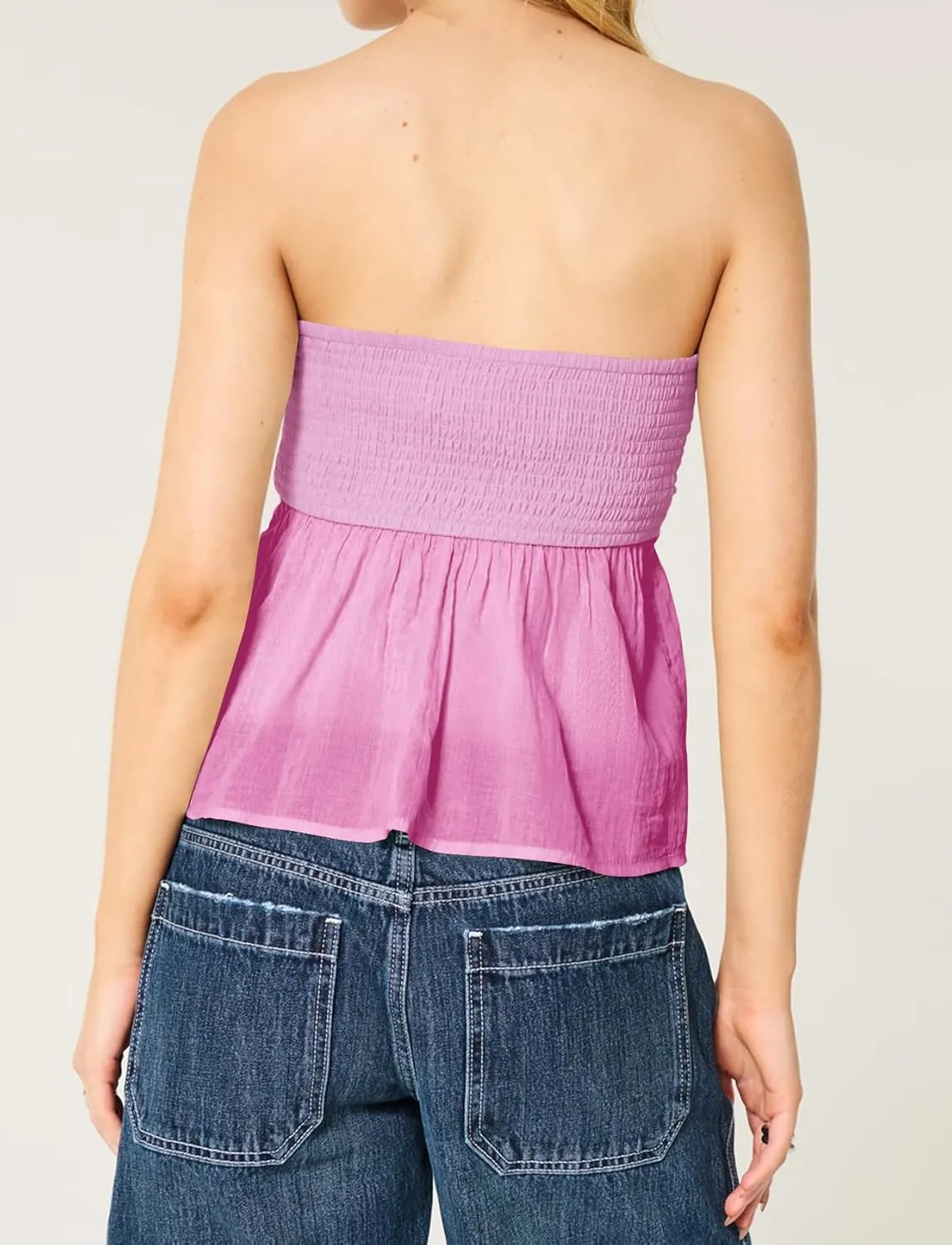 Summer Cute Floral Print Tube Tops for Women 2025 Trendy Flowy Bandeau Crochet Babydoll Top Y2k Going Out Peplum Tops