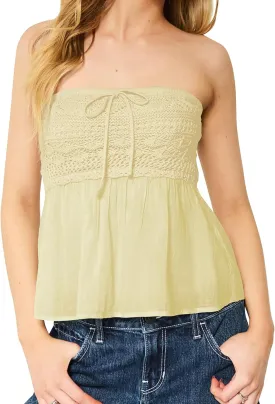 Summer Cute Floral Print Tube Tops for Women 2025 Trendy Flowy Bandeau Crochet Babydoll Top Y2k Going Out Peplum Tops