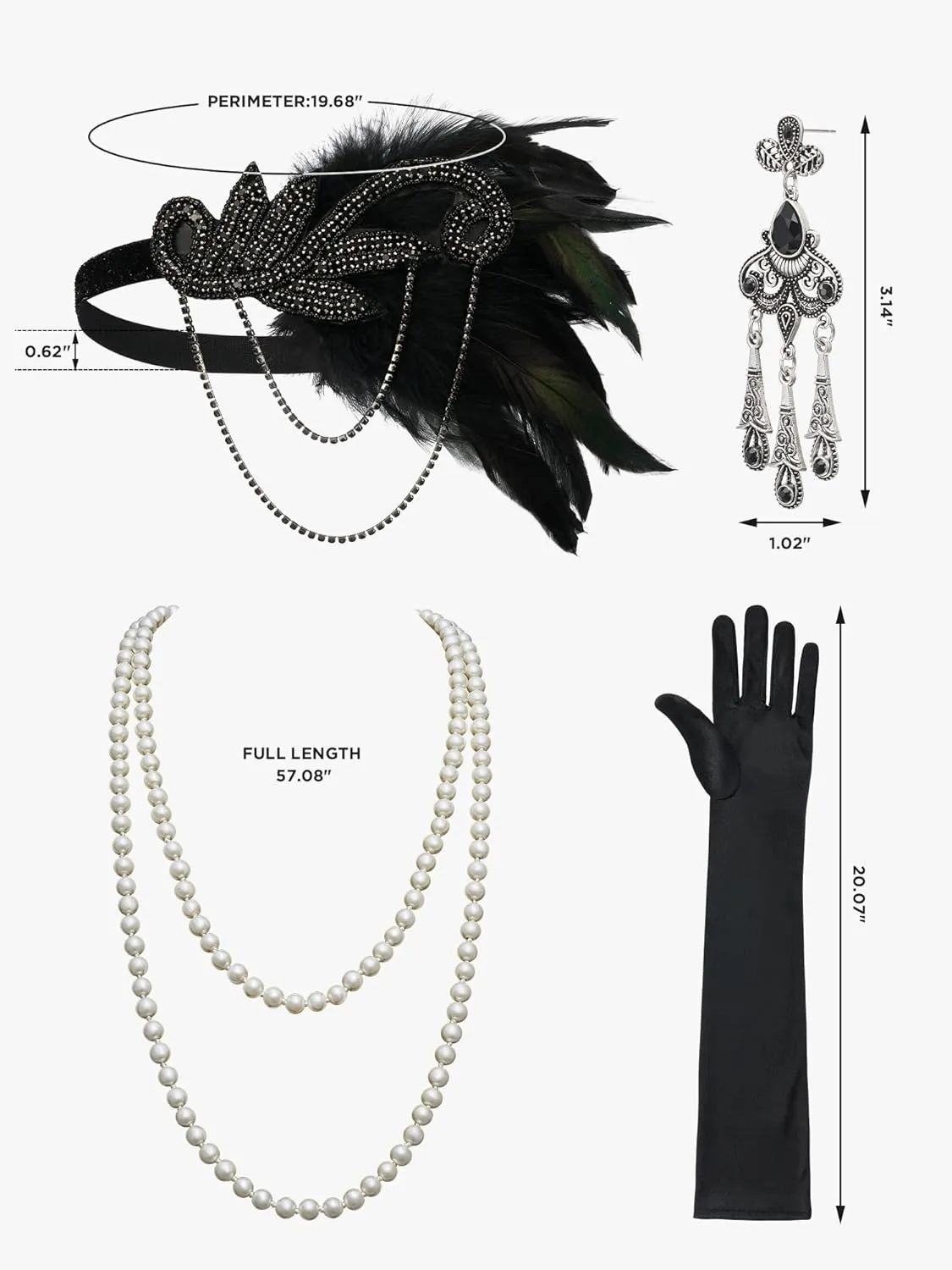 SWEETV Great Gatsby Lace Neck Flapper Dress - 1920s Dress for Women With Sleeve - Roaring 20s Costume