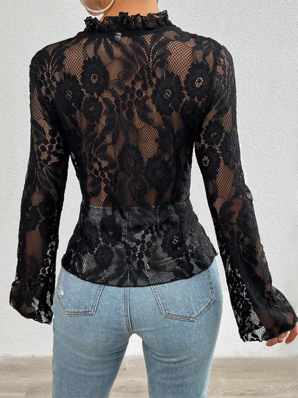 TEEK - Slim Long Sleeve Lace Top