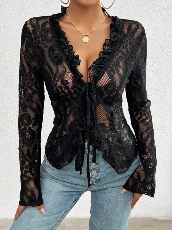 TEEK - Slim Long Sleeve Lace Top