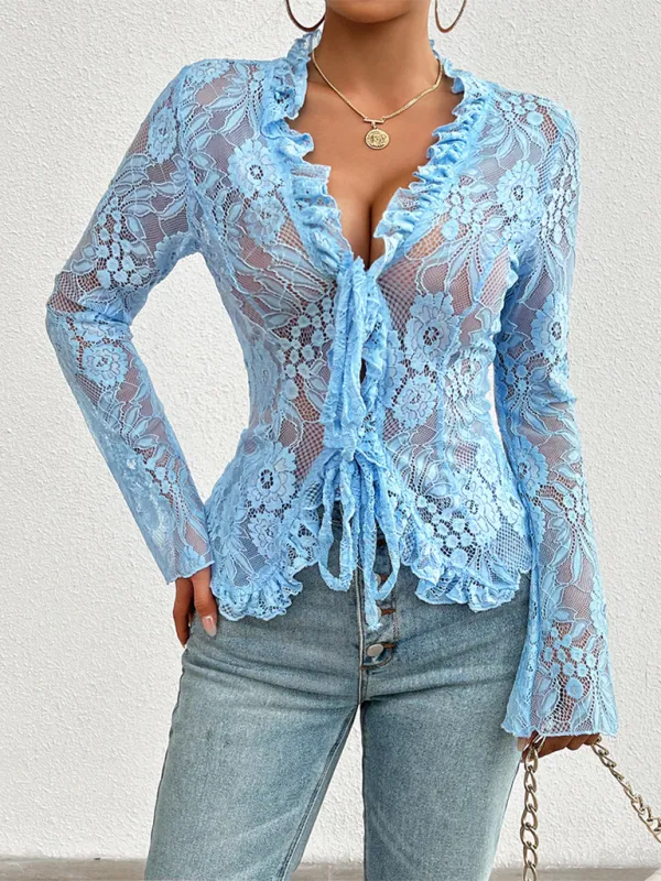 TEEK - Slim Long Sleeve Lace Top