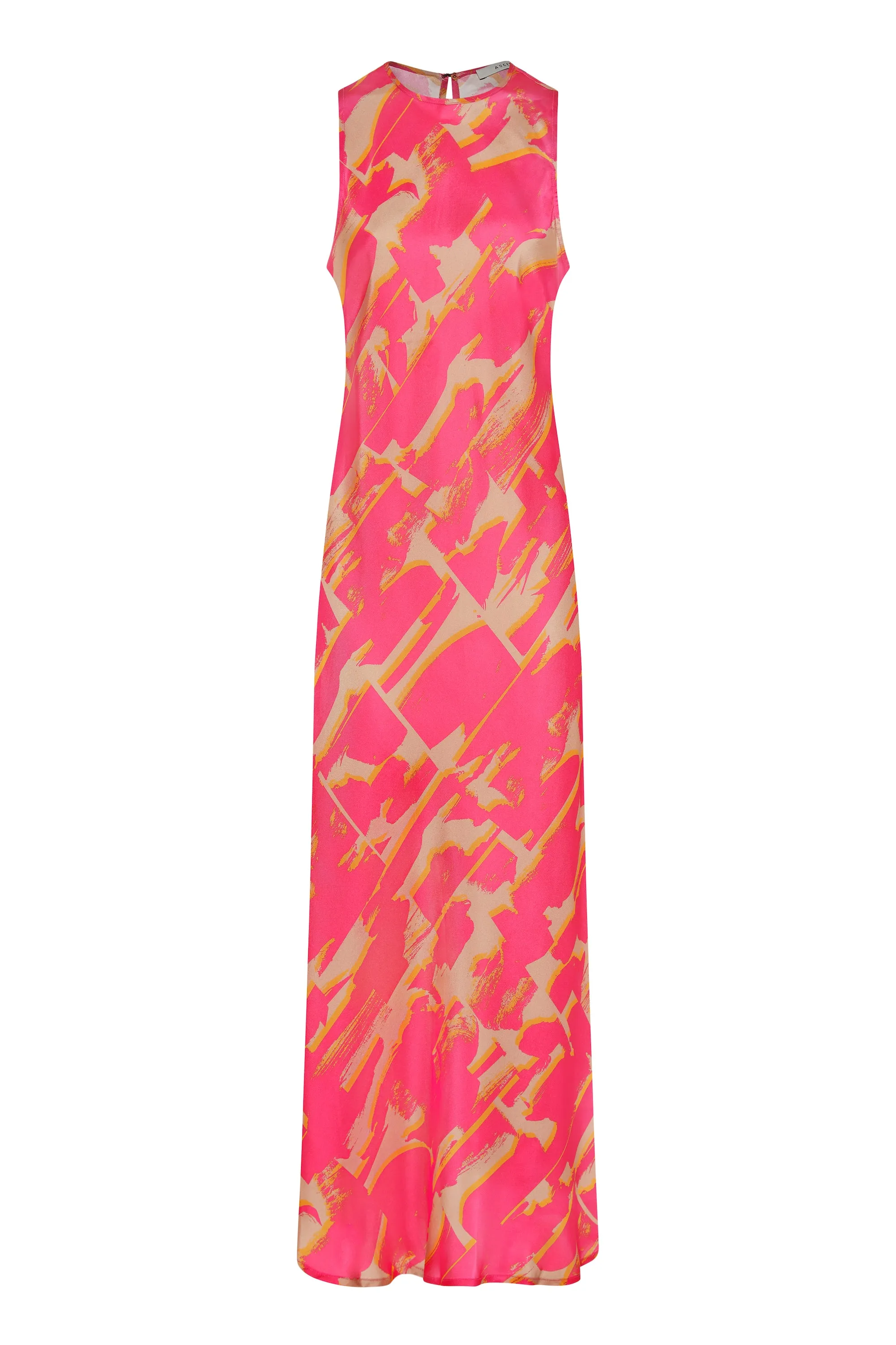 Valentina Dress Brush Stroke Pink Silk Twill