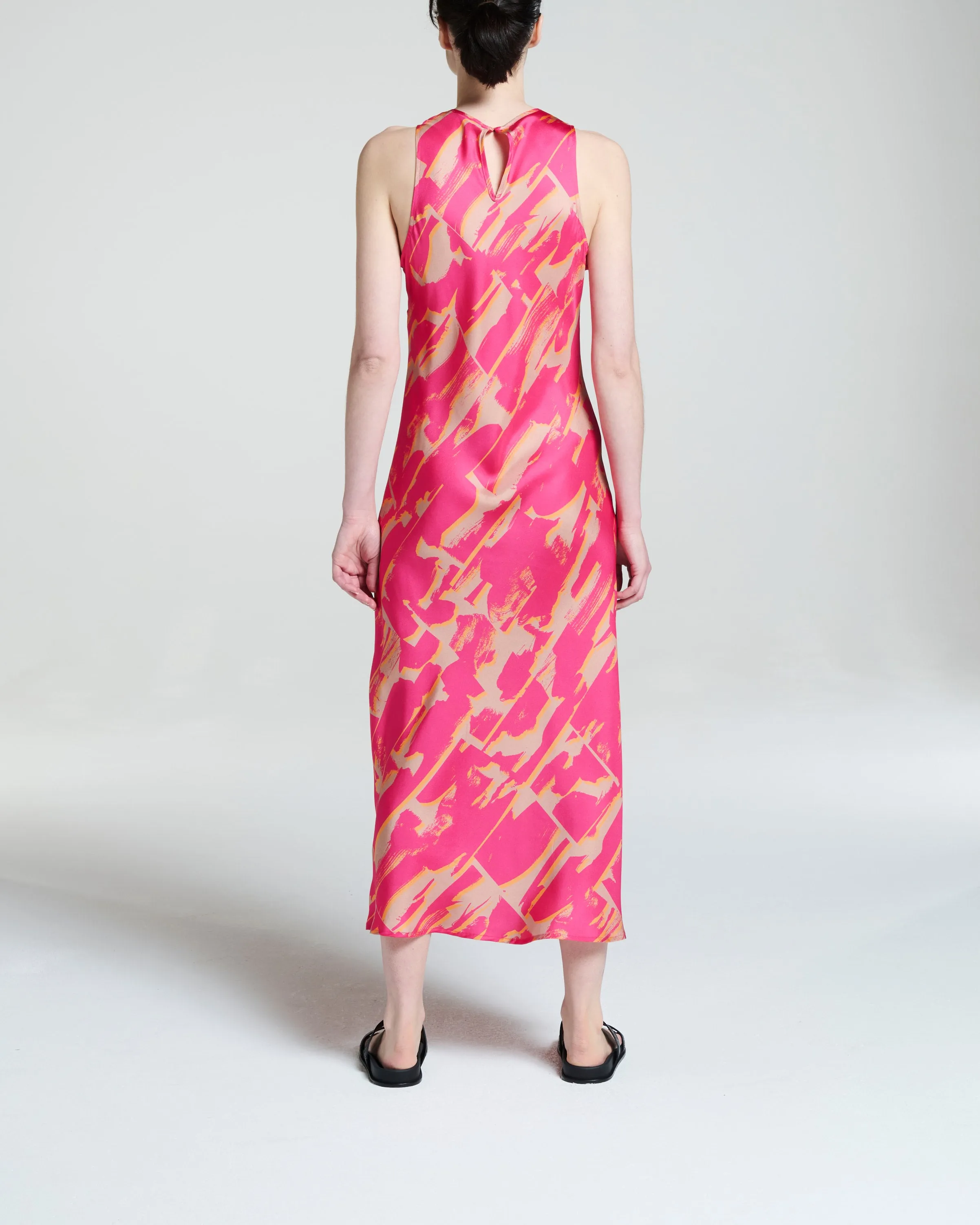Valentina Dress Brush Stroke Pink Silk Twill