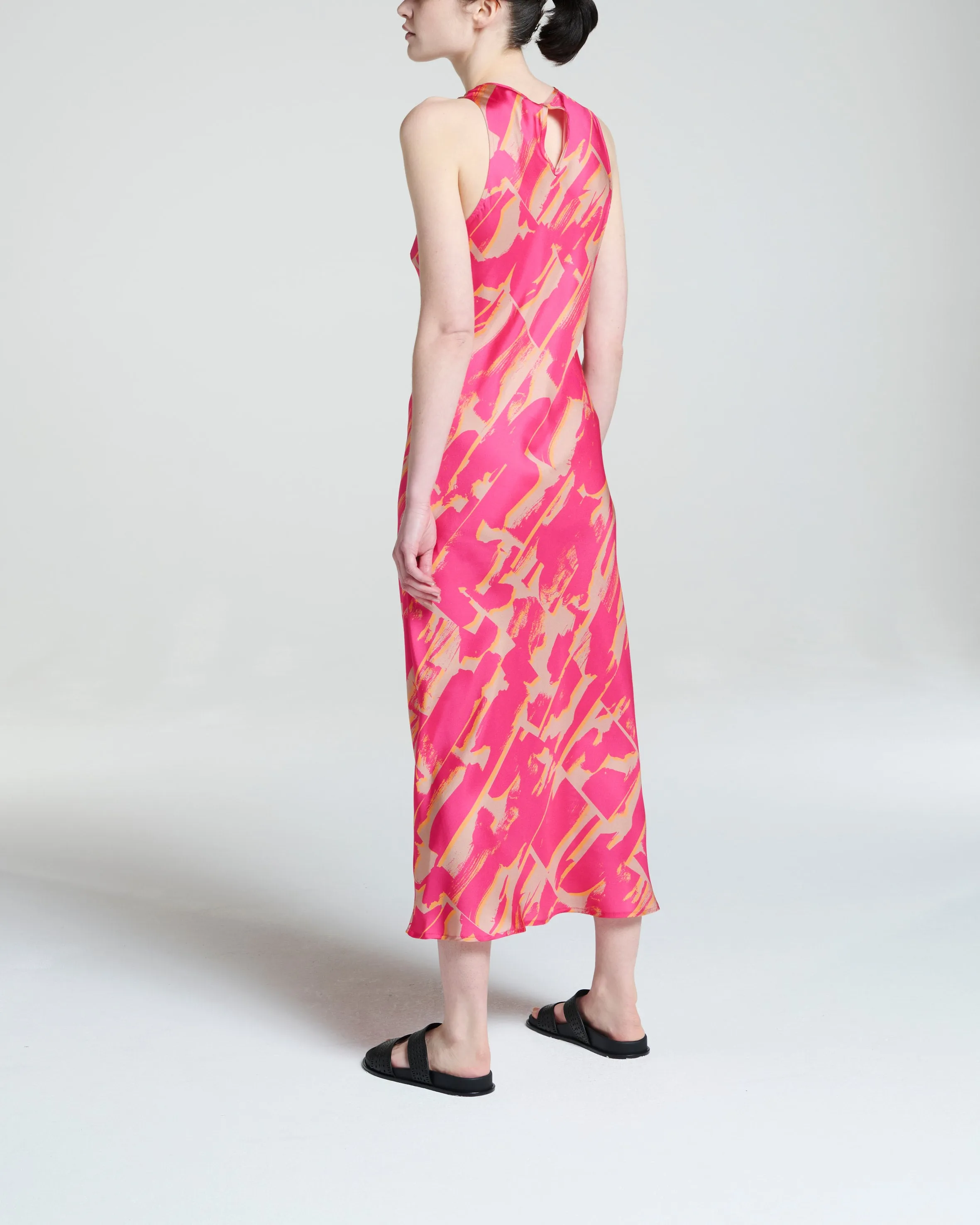 Valentina Dress Brush Stroke Pink Silk Twill
