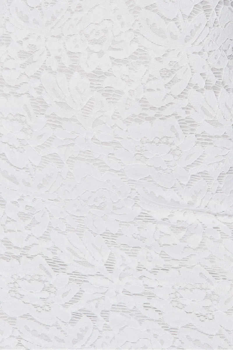 White Lace Plunge Halterneck Mini Dress