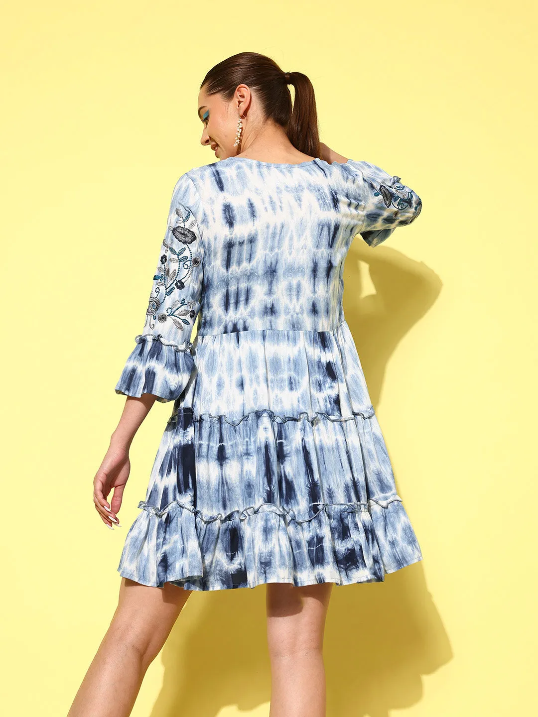 Women Blue Viscose Rayon Dress