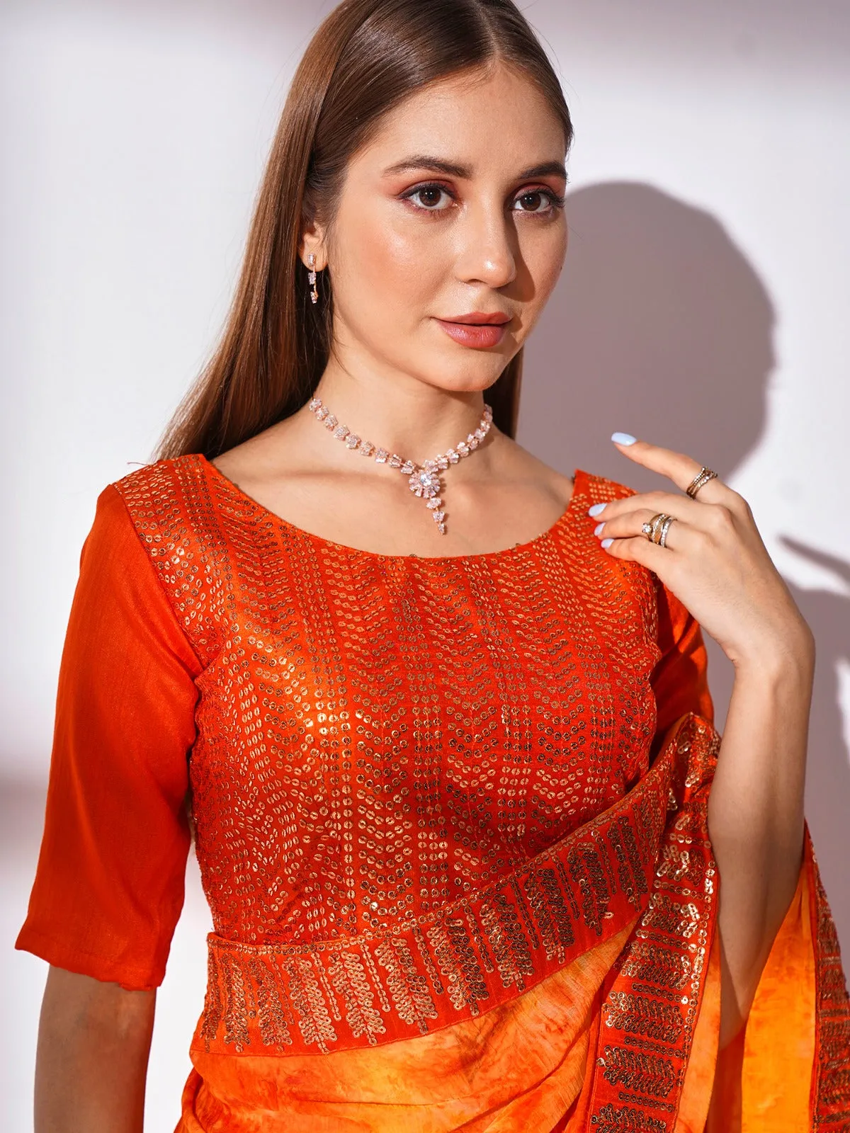 Women Party Wear Digital Printed Saree with Heavy Lace Border and Un Stitched Blouse