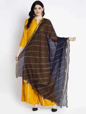 Women'S Navy Blue Printed Kota Cotton Dupatta