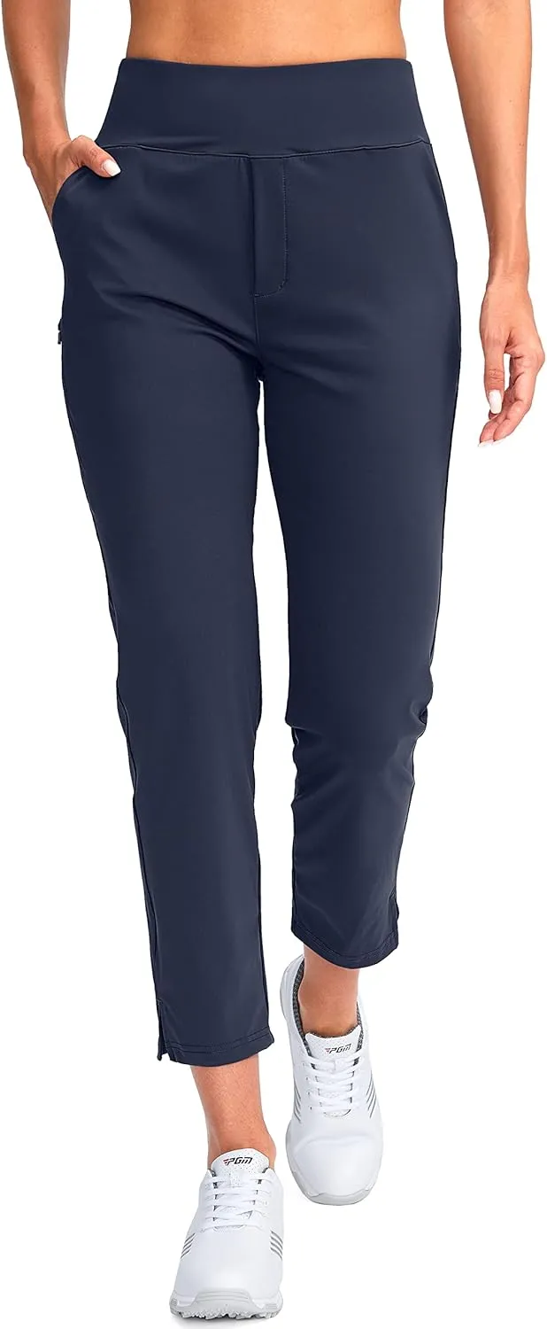 YYV Women's Golf Pants Stretch Work Ankle Pants High Waist Dress Pants with Pockets for Yoga Business Travel Casual