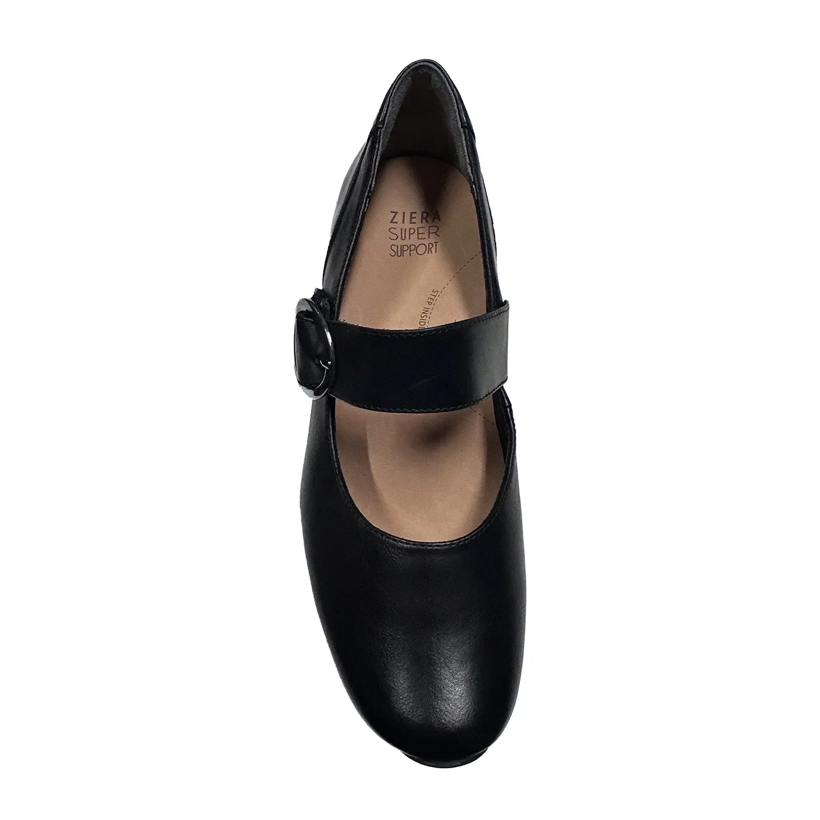 Ziera Candy Wide Heeled Mary Jane (Women) - Black Leather